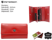 A spacious women's wallet made of leather with a horizontal orientation PTN D19-NGV Red