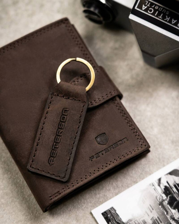 Leather wallet+key ring gift set PETERSON PTN SET-M-1542L-CHM