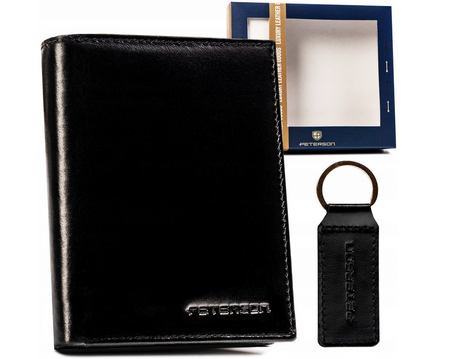 Gift set: leather wallet and key ring PETERSON PTN SET-M-1549-KCS