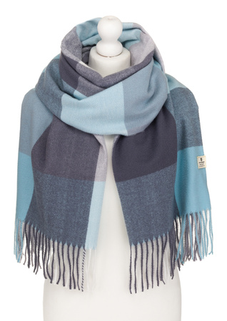 Large Women's Plaid Scarf with Fringes by Peterson SP100 Blue