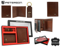 Three-Piece Gift Set: Men’s Leather Wallet, Cardholder and Keychain PETERSON PTN SET3-N4-VT