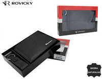 Gift set: a men's wallet made of genuine leather and a keychain ROVICKY R-PK5-N992-7027 BLAC