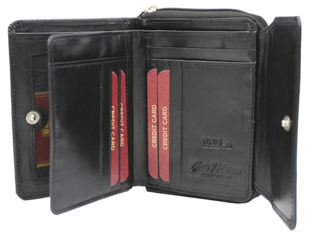 A horizontal women's wallet crafted from genuine leather PTN D17-NGV Black