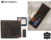 Leather wallet & key ring set PETERSON PTN SET-M-1549-CHM B