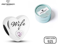 Silver heart-shaped charm Wife by Peterson CHP-014