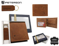 Leather wallet & key ring gift set PETERSON PTN SET-M-N994-CHM