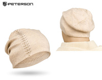 Czapka damska ozdobiona kryształkami PETERSON PTN HAT-03 Beige