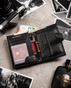 Gift set: a vertical men's wallet made of genuine leather with a carbon texture and a keychain PTN PK5-N4L-6853 Black