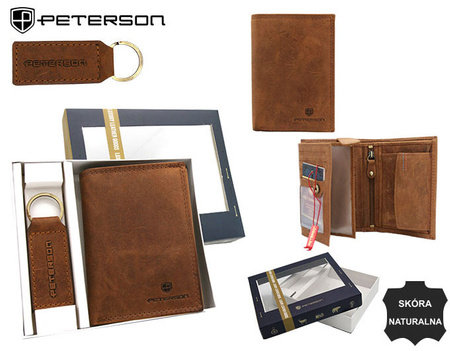 Leather wallet & key ring set PETERSON PTN SET-M-1542