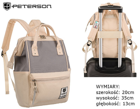 Plecak z poliestru PETERSON PTN 2022-3 Beige+Grey