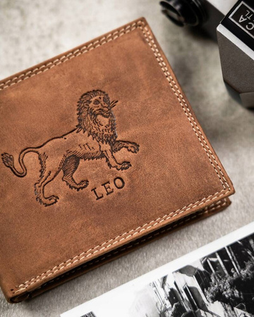 Men's leather wallet N992-CHM-LEO Cognac