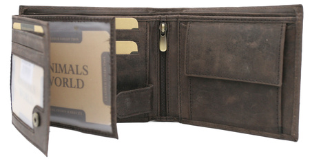 A men's leather wallet featuring a guard dog engraving Always Wild N992-CHM-DOG-1