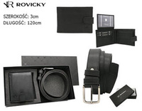 Men's Gift Set: Snap-Closure Wallet and Eco-Leather Belt Rovicky R-N003L-120-PU03 BLACK