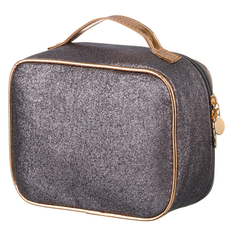 A glitter cosmetic bag with a handle PTN KOS-L03-B Silver Peterson