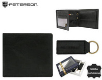 Gift set: leather wallet and keyring PETERSON PTN SET-M-N994-GVT