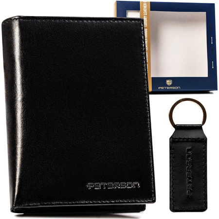 Gift set: leather wallet and key ring PETERSON PTN SET-M-N4-KCS