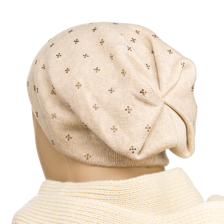 Czapka damska z domieszką wełny PTN HAT-04 Beige