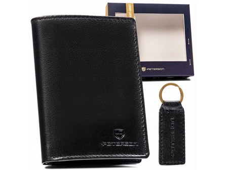 PETERSON PTN SET-M-1542L-GVT preent leather wallet and key ring set