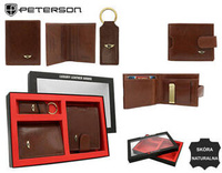 Three-Piece Gift Set: Men's Wallet, Cardholder and Keychain by Peterson PTN SET3-N79L-VT Brown