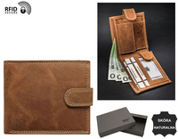 Men's No Logo wallet made of nubuck leather N0035L-CHM-NL Cognac