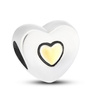 Silver Heart-Shaped Charm with a Golden Heart CHP-021