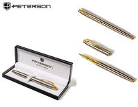 Długopis z nasadką w eleganckim pudełku Peterson PTN 222 Silver-Gold