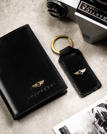 Leather wallet+case+key ring set PETERSON PTN SET3-N4-VT