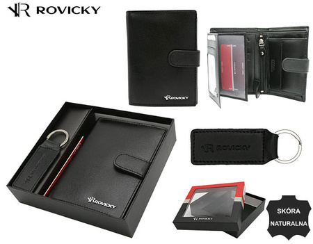 Gift set: leather wallet and keychain ROVICKY R-SET-M-N4-KCS