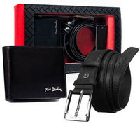 Gift Set of Genuine Leather: Wallet and Belt with Traditional Buckle - Pierre Cardin ZM-PC7