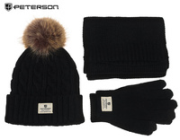 Women's winter set: hat, long scarf and gloves Peterson PTN WS-01 Black