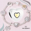 Silver Heart-Shaped Charm with a Golden Heart CHP-021