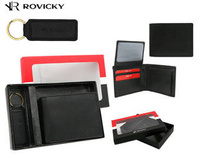 Zestaw prezentowy portfel i brelok ze skóry eko ROVICKY R-SET-M-N003-PUA BLACK