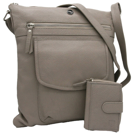 Torba skórzana+portfel PTN D72-DS Dark Beige