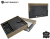 Gift set: a vertical men's wallet made of genuine leather with a carbon texture and a keychain PTN PK5-N4L-6853 Black