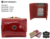 Women's wallet made of genuine patent Saffiano leather PTN PH32-1-SAF Red