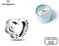 Silver Heart-Shaped Charm with Infinity Symbol "Love You Mom" by PETERSON CHP-017