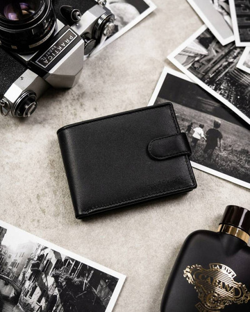 Two-Piece Gift Set: Men's Wallet and Keychain in Genuine Leather by ROVICKY R-SET-M-N003L-SBH03L-SBH Black