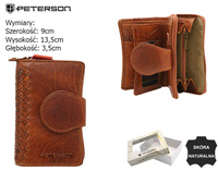 Women's wallet made of natural leather PTN WD1-VLCN Cognac