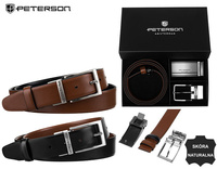 Gift Set: Reversible Leather Men's Belt + 2 Buckles Peterson PTN KL-B006-S001