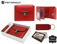 A gift set: natural leather wallet and keychain PETERSON PTN SET-D-19-KCS