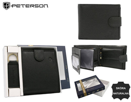 Men's Gift Set: Leather Wallet and Keychain PETERSON PTN SET-M-N992L-D