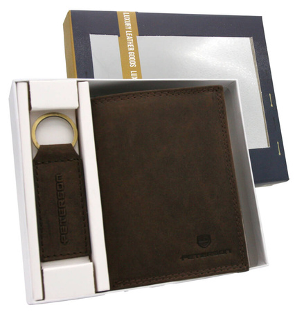 Leather wallet & key ring set PETERSON PTN SET-M-1542