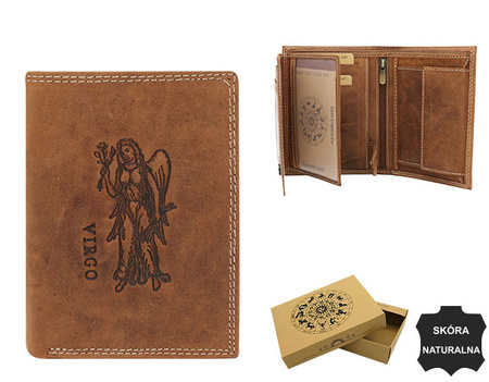 Leather wallet with the Virgo zodiac sign RFID ALWAYS WILD N4-CHM-VIRG