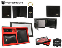 Three-Piece Gift Set: Men’s Leather Wallet, Cardholder and Keychain PETERSON PTN SET3-N992-VT