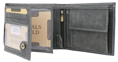 A men's leather wallet featuring a guard dog engraving Always Wild N992-CHM-DOG-1