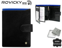 Skórzany portfel męski na karty z systemem RFID Protect— Rovicky