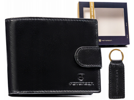 Gift set: leather wallet and key ring PETERSON PTN SET-M-1549L-GVT