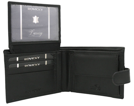 Men's Gift Set: Snap-Closure Wallet and Eco-Leather Belt Rovicky R-N003L-120-PU03 BLACK