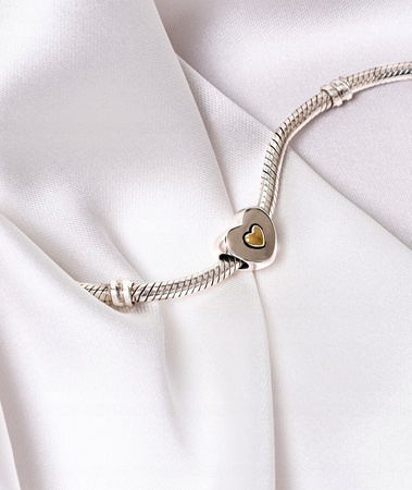 Silver Heart-Shaped Charm with a Golden Heart CHP-021