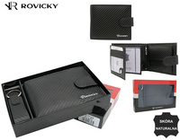 Gift set: a men's wallet made of genuine leather and a keychain ROVICKY R-PK5-N992L